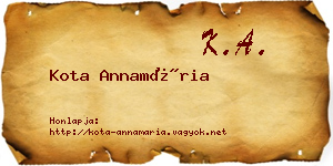Kota Annamária névjegykártya