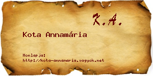 Kota Annamária névjegykártya